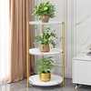 Round Nordic Luxury Multi-Storey Plant Stand, White (3 Shelves), H35.4"
