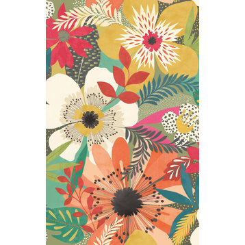 Janis Olive Floral Riot Wallpaper, Swatch