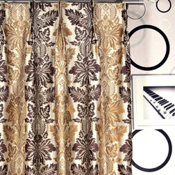 Halo Embroidered Vase Damask Double Pinch Pleat Dupioni Curtains 4 Colors - Curtains