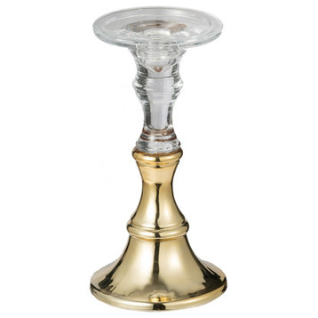 Camden Candle or Candle Holder, Clear/Gold