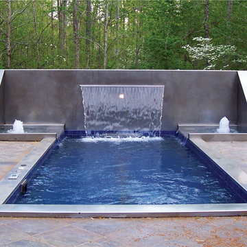 Bradford Water Fall in a Custom Stainless Steel Swimspa