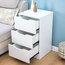 Modern Bedside Table, White Finished MDF With Storage Drawers and Open Shelf
