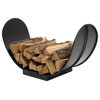 Sunnydaze Curved Black Steel Outdoor Firewood Storage Log Rack, 3'