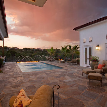 Infinity Edge Pool With Fire Feature
