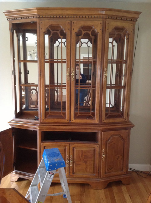 Should I Paint An Outdated Hutch And Dining Table With Parquet Top Or Part Of It