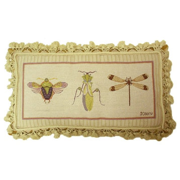 Insects Needlepoint Lumbar Pillow