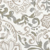 Shannon Ecru Paisley Floral Taupe Rod Pocket 24" Tailored Tier Curtain Panels