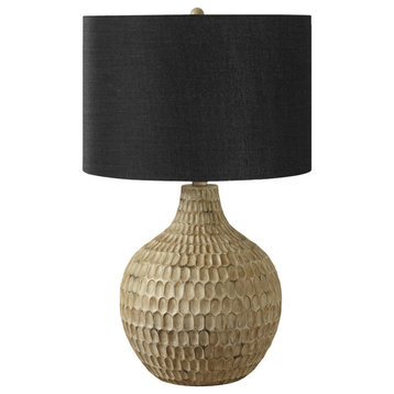 Lighting, 25"H, Table Lamp, Black Shade, Brown Resin, Contemporary