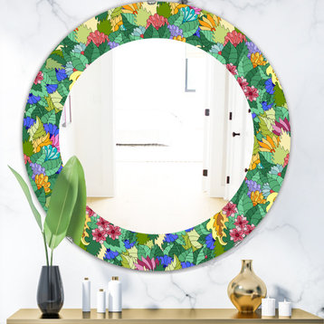 Designart Tropical Mood Foliage 1 Frameless Oval Or Round Wall Mirror, 32x32