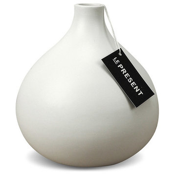 Dame Ceramic Vase in White Matte 5.9"H