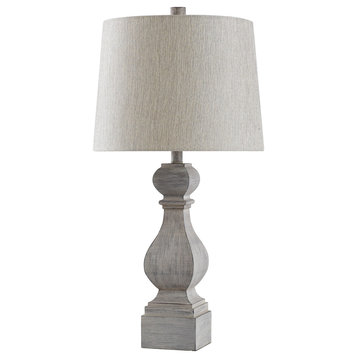 Gray Distressed Poly Table Lamp