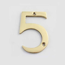 Cool House Numbers Solid Brass 3 Inch (75mm) Door Number 5 #2275 - House Numbers