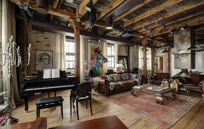 Houzz тур: Рояль, камин и боксерская груша в московском лофте