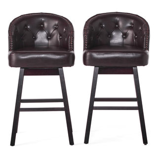 Westman Contemporary Tufted Swivel Barstools with Nailhead Trim