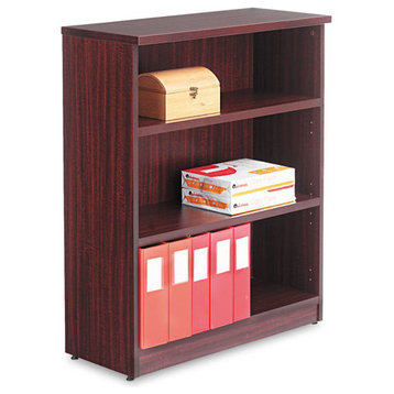 Alera Valencia Series Bookcase, 3-Shelf, 31 3/4"x14"x39 3/8", Mahogany