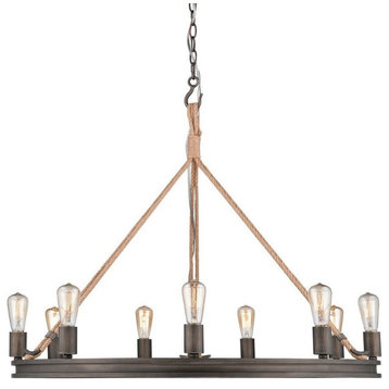 Golden Lighting 1048-9 GMT Chatham - 9 Light Circular Chandelier with Rope