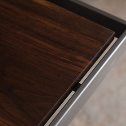 Suspended Walnut and Steel Desk - Desks And Hutches