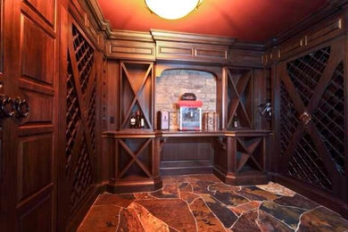 Example of a classic wine cellar design in Calgary