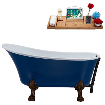 55" Streamline NAA369ORB-BL Clawfoot Tub and Tray With External Drain