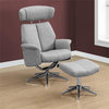 Accent Chair Set Of 2 Recliner Swivel Ottoman Bedroom Fabric Grey