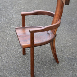 Curvy Backed Walnut Arm Chair - Dining Chairs