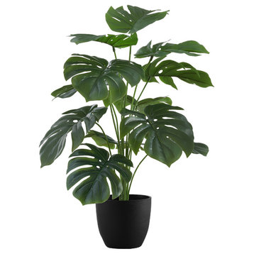 Artificial Plant, 24" Tall, Monstera, Indoor, Table, Potted, Green Leaves