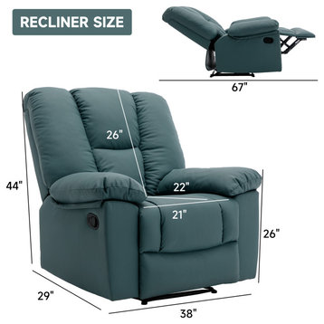 Yingj 38" W Green Technical Leather Manual Recliner With Storage