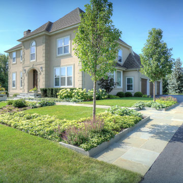 Hawthorn Woods Colonial - Entry Courtyard and Fireplace Terrace