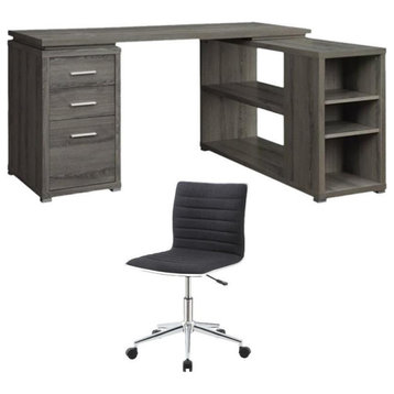 Home Square 2 Piece Set with L Shape Writing Desk & Adjustable Office Chair