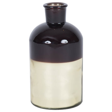 Vickerman 8" Black Glass Bottle With Gold Base, Lg180917