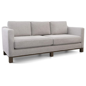 Contemporary Sofa, Thick Foam Cushioned Seat With Track Armrests, Misty Gray