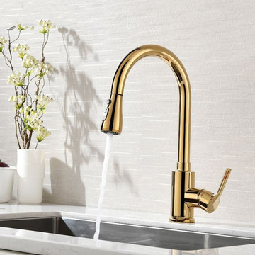Modern Single Hole Single Handle Brass Pull Out Kitchen Faucet