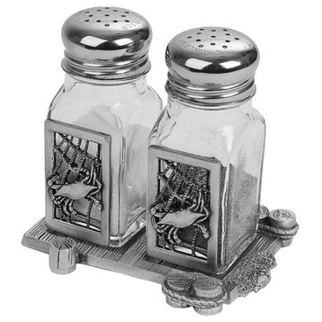 Crab Net Salt and Pepper Shakers With Dock