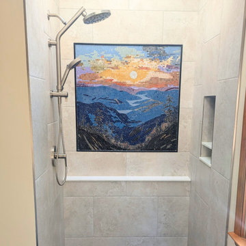 Sunset Over the Rolling Hills – Contemporary Landscape Marble Mosaic Wall Art -