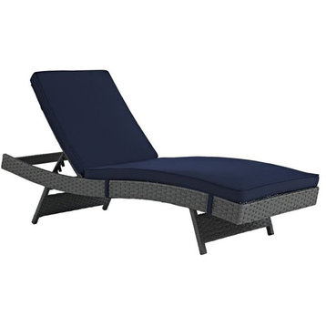 Hawthorne Collection Adjustable Patio Chaise Lounge in Canvas Navy