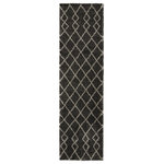 Nourison - Nourison Geometric Shag 2'2" x 7'6" Charcoal Shag Indoor Area Rug - With hand-drawn linear tribal patterns interlacing across a thick, charcoal grey shag pile, this Geometric Shag Collection rug brings you all the comfort and exotic flavor of an authentic Moroccan shag rug. With plush easy-care fibers, this rug will bring an affordable touch of warmth and texture to a hallway, entryway, or any other place in your home, blending with a range of interior decor styles.