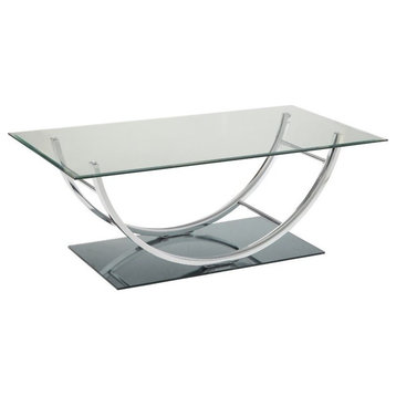 Coaster Contemporary U-Shaped Glass Top Coffee Table in Chrome