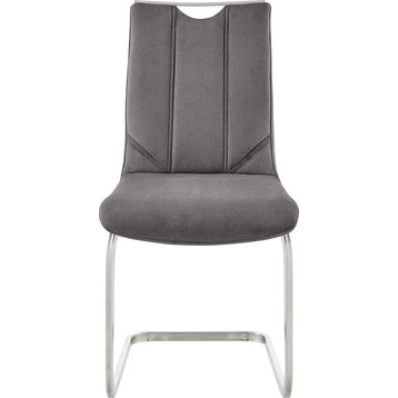 Pacific Dining Chair (Set of 2) - Grey, Brushed Stainless Steel