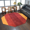 Hand Knotted Loom Wool Area Rug Contemporary Orange Red, [Octagon] 10'x10'