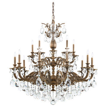 Milano 15-Light Chandelier in Etruscan Gold With Clear Optic Crystal