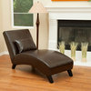 GDF Studio Brisbane Curved Lounge Chair In Brown Leather