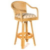 Indoor Swivel Rattan & Wicker 30 in. Bar Stool in Natural Finish (Canvas Camel)
