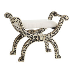 BONE CURULE STOOL - BLACK - NEW - Products