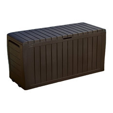 Tidyard Garden Storage Deck Box Plastic 74 Gal Lockable Garden Container Cabinet Toolbox for Patio Lawn Backyard Outdoor Furniture 46.1 x 17.7 x 22 Inches W x D x H Poolside
