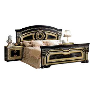 Aida Italian 3-Piece Bedroom Set, Black and Gold, Queen