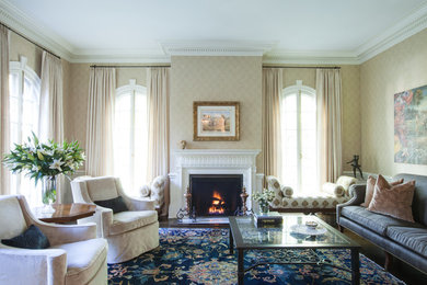 Example of a transitional living room design in Baltimore