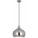 Robert Abbey - Robert Abbey S9874 Dal, 12.50" 1 Light Pendant - Cord Color: Black Fabric Wrapped Dal 12.50 Inch 1 Lig Polished Nickel Meta *UL Approved: YES Energy Star Qualified: n/a ADA Certified: n/a  *Number of Lights: 1-*Wattage:60w Incandescent bulb(s) *Bulb Included:No *Bulb Type:Incandescent *Finish Type:Polished Nickel