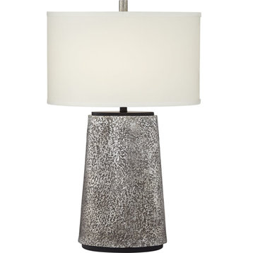 Kie Hammered Metal Look Resin Body Table Lamp, Aged Pewter