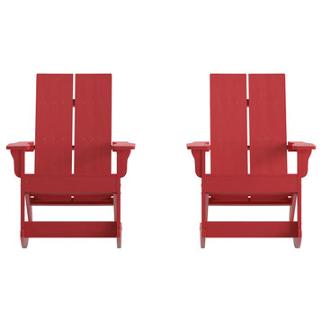 Red Resin Rocking Chairs, Set of 2