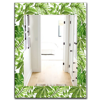 Designart Tropical Mood Foliage 19 Bohemian And Eclectic Frameless Wall Mirror,